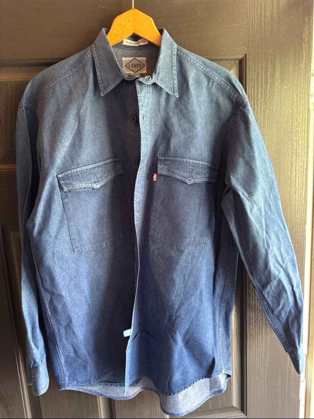Levi's Diamond Label Blue Button Down Western Pocket Shirt Medium - Picture 1 of 7